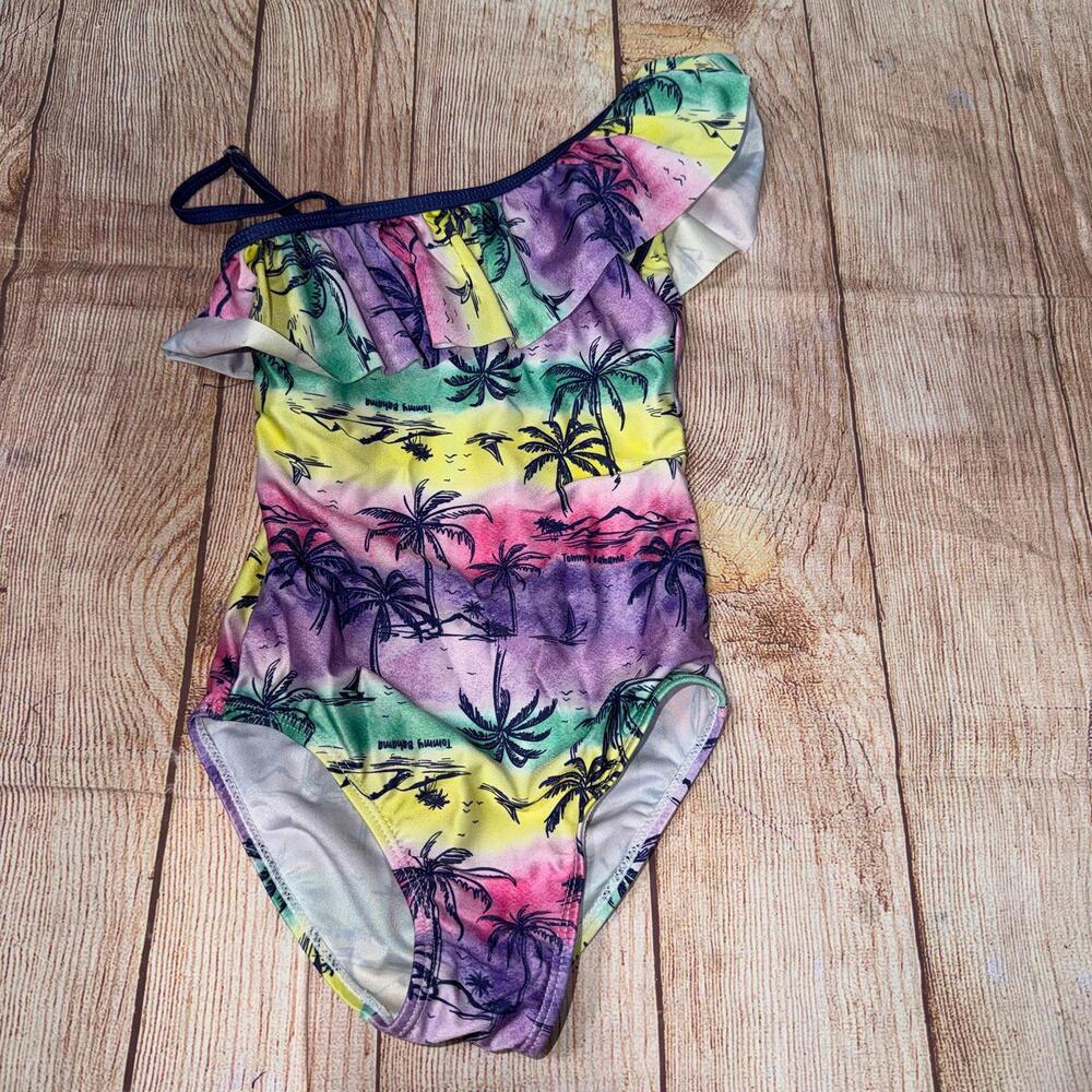 Tommy Bahama Girls' Tropical Print One-Shoulder Swimsuit Size 5/6